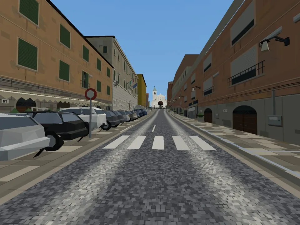 Via Italo Belardi nel gioco, in salita verso la chiesa di Santa Maria della Cima